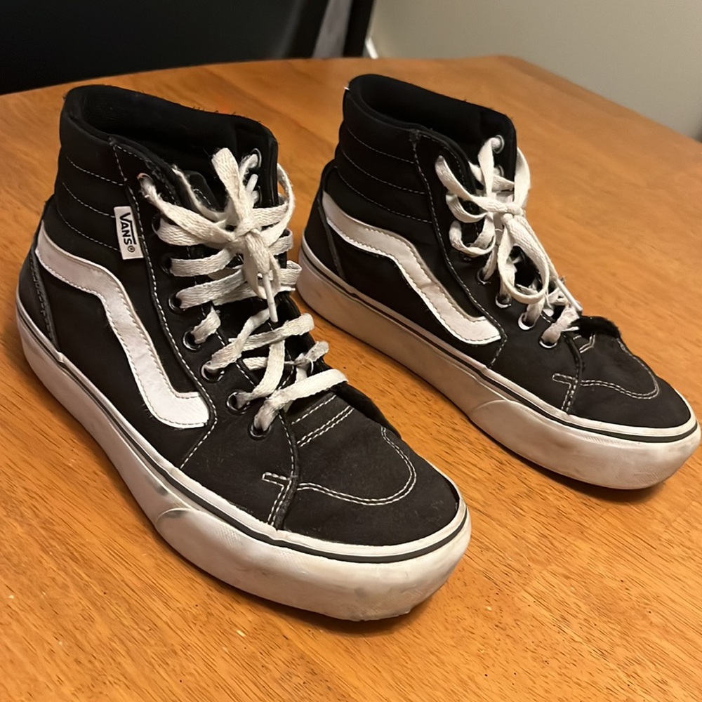 Vans Sk8-Hi Canvas Black & White Shoes Women’s Size 6.5
